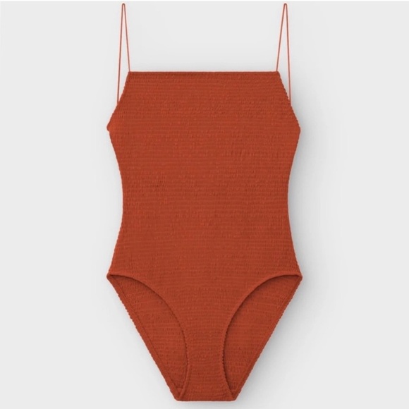 Toteme Other - Toteme Smocked Square-neck One-Piece Swimsuit Size XL Burnt Orange